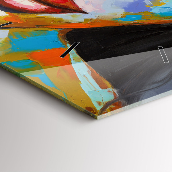 Square glass wall clock Colorful woman's face