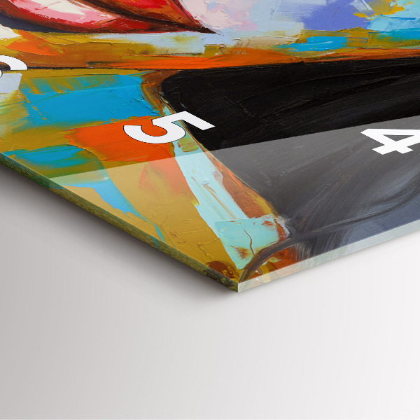 Square glass wall clock Colorful woman's face