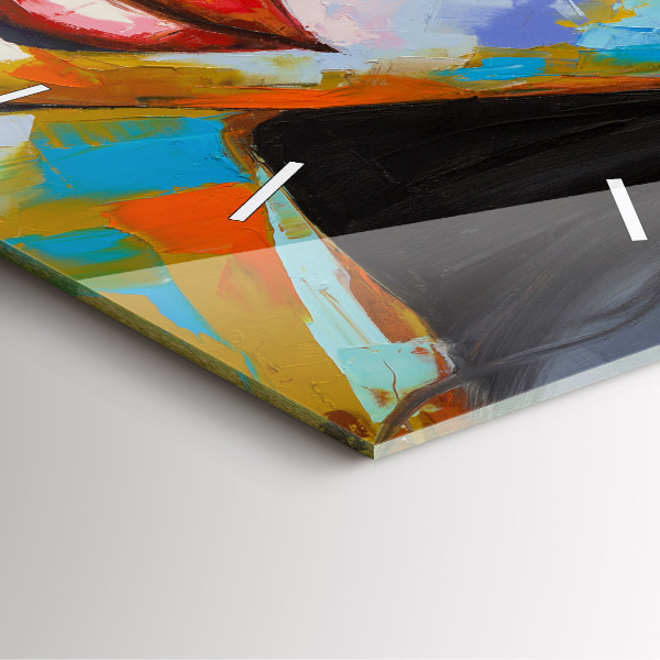 Square glass wall clock Colorful woman's face