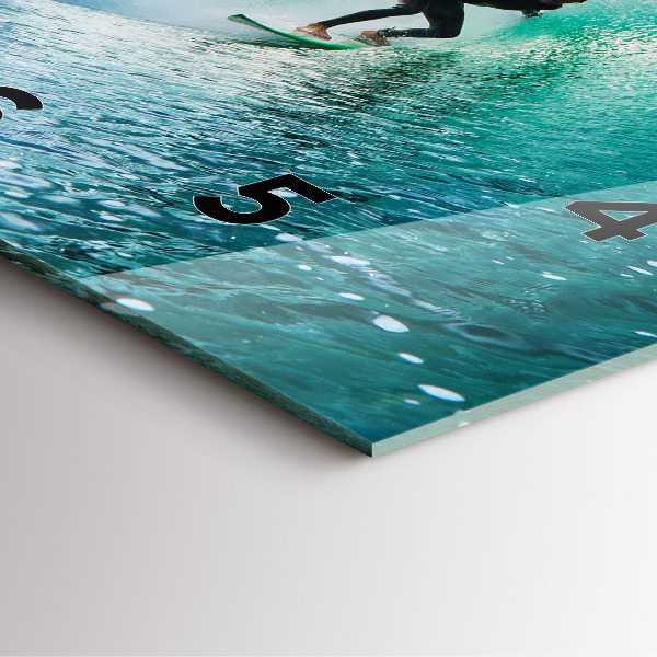 Square glass wall clock Surfing in Hawaii