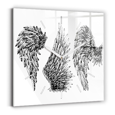 Square glass wall clock Angel wings