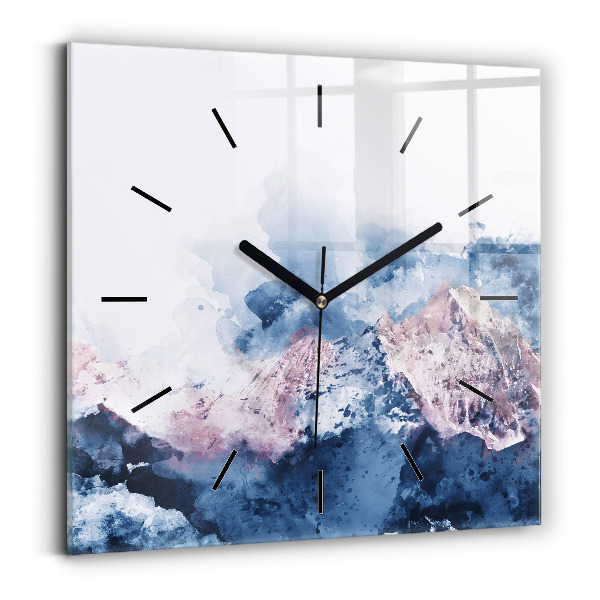 Square glass wall clock Abstract mountain ranges