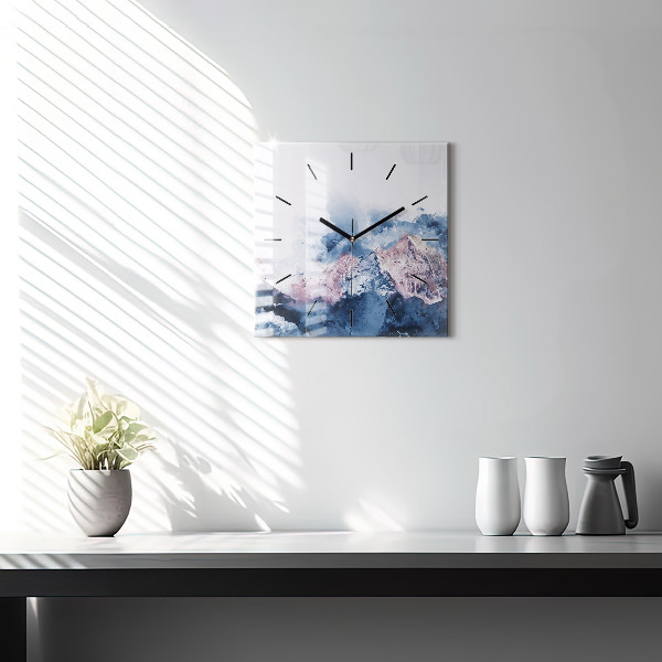 Square glass wall clock Abstract mountain ranges