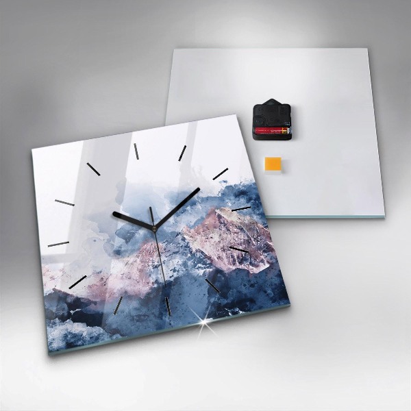 Square glass wall clock Abstract mountain ranges