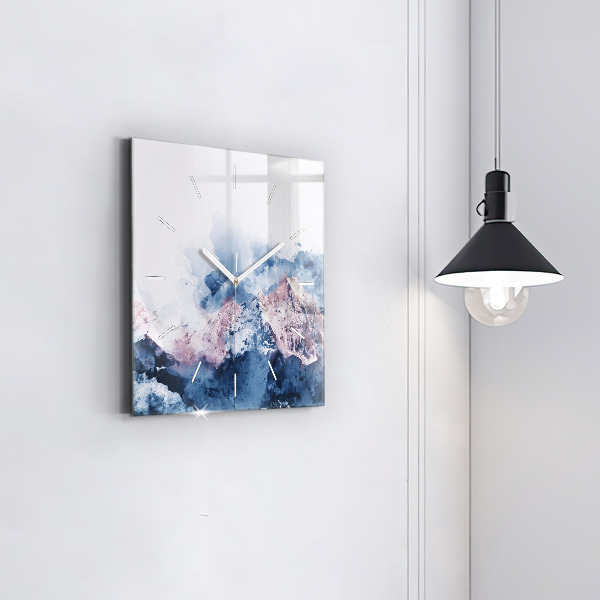 Square glass wall clock Abstract mountain ranges