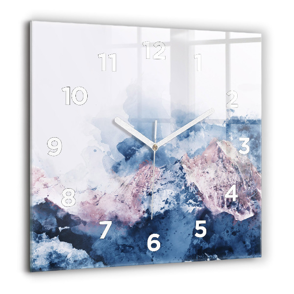 Square glass wall clock Abstract mountain ranges