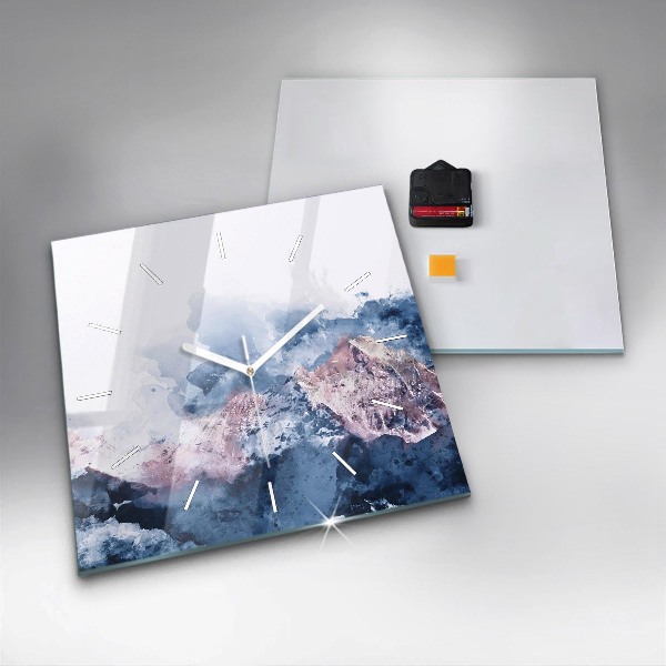 Square glass wall clock Abstract mountain ranges
