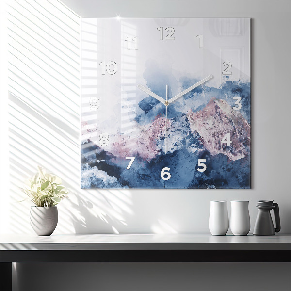 Square glass wall clock Abstract mountain ranges