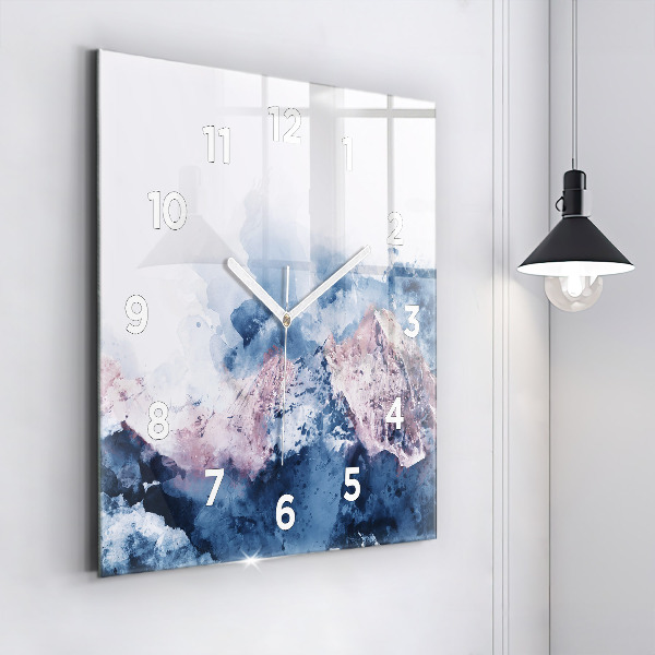 Square glass wall clock Abstract mountain ranges