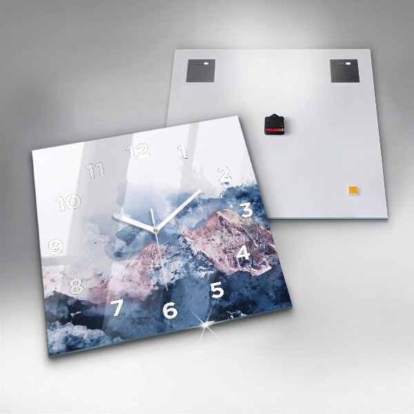 Square glass wall clock Abstract mountain ranges