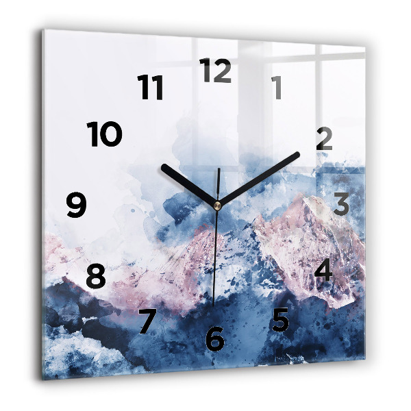 Square glass wall clock Abstract mountain ranges