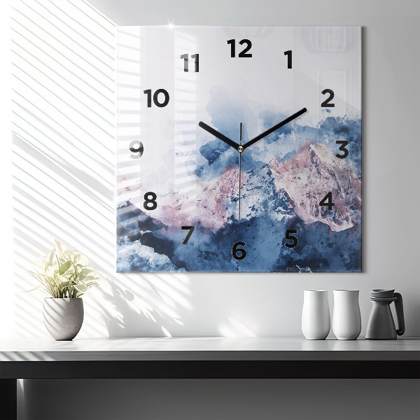Square glass wall clock Abstract mountain ranges