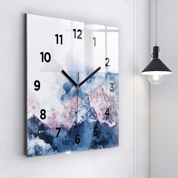 Square glass wall clock Abstract mountain ranges