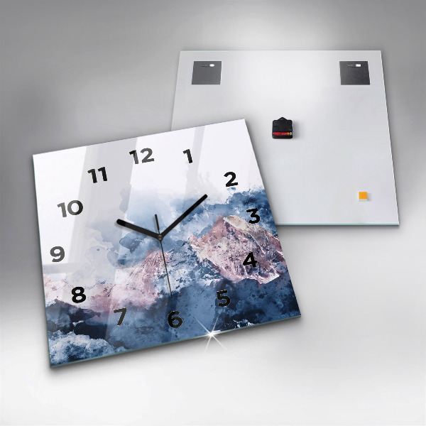 Square glass wall clock Abstract mountain ranges