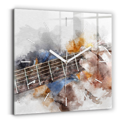 Square glass wall clock Guitar Graphics