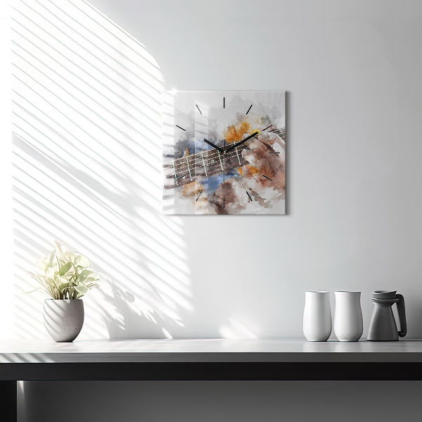 Square glass wall clock Guitar Graphics