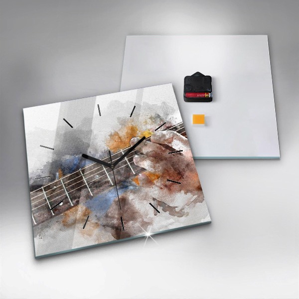 Square glass wall clock Guitar Graphics