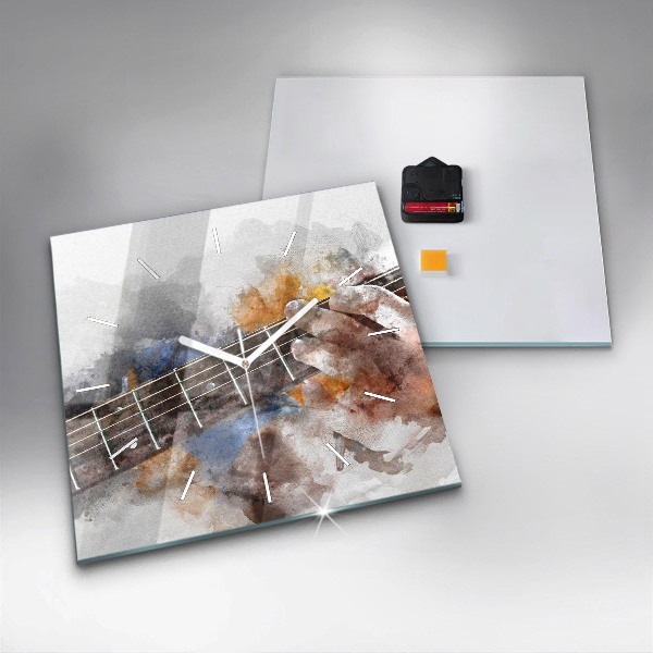 Square glass wall clock Guitar Graphics