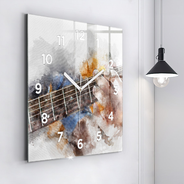 Square glass wall clock Guitar Graphics