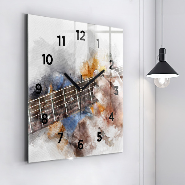 Square glass wall clock Guitar Graphics