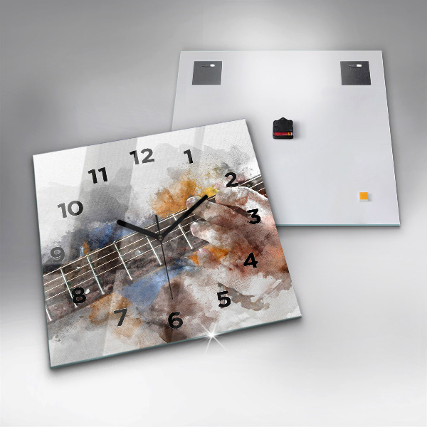 Square glass wall clock Guitar Graphics