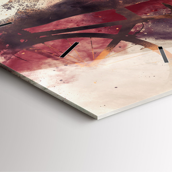 Square glass wall clock Woman and bike