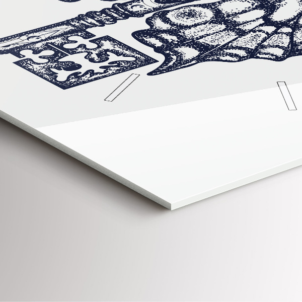 Square glass wall clock Butterfly and key - boho style