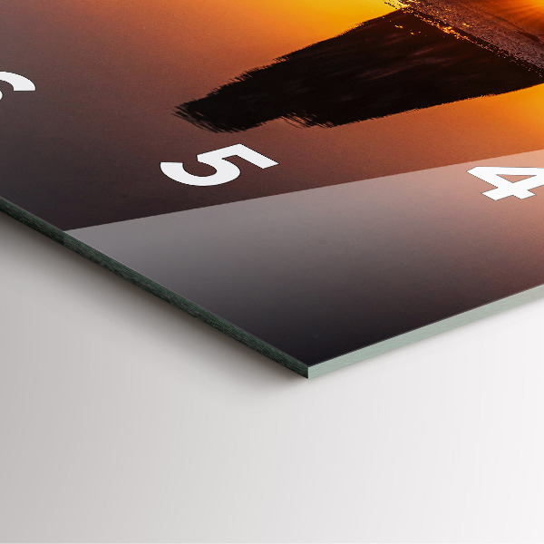 Square glass wall clock Runner and sunset