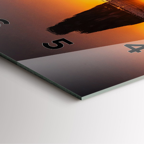 Square glass wall clock Runner and sunset