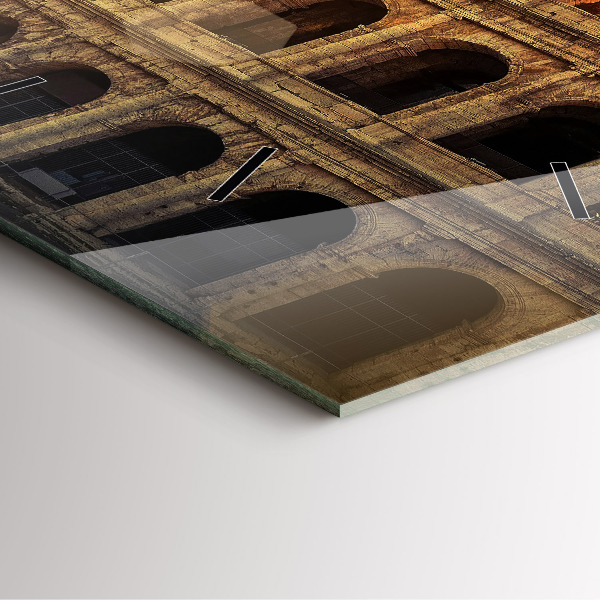 Square glass wall clock Roman Colosseum