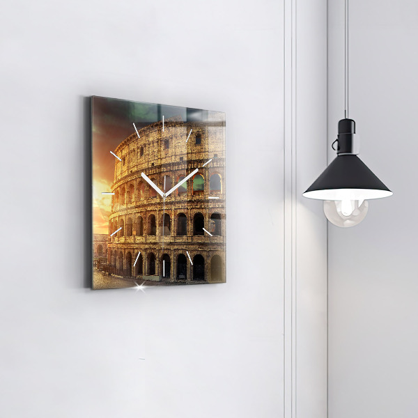Square glass wall clock Roman Colosseum