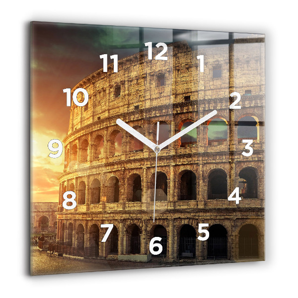 Square glass wall clock Roman Colosseum