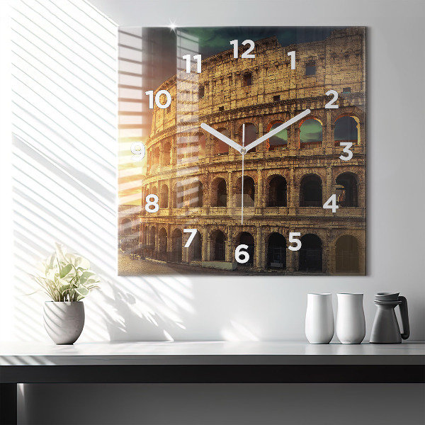 Square glass wall clock Roman Colosseum