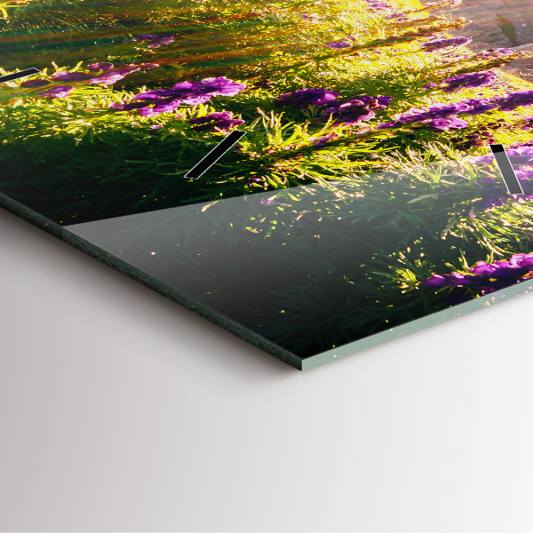 Square glass wall clock Lavender Meadow