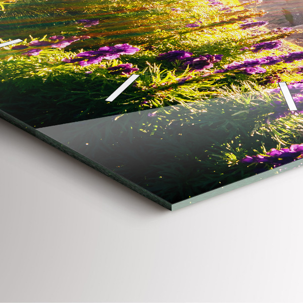 Square glass wall clock Lavender Meadow