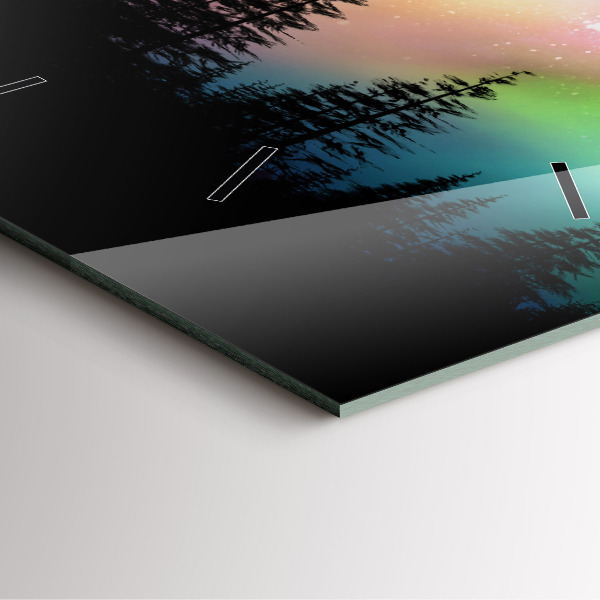 Square glass wall clock Northern lights