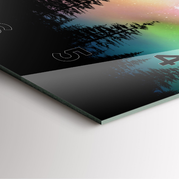 Square glass wall clock Northern lights