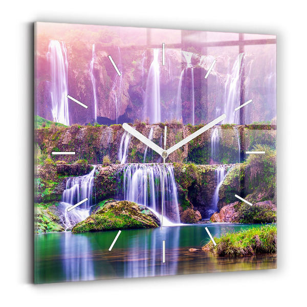 Square glass wall clock Jiulong Waterfall China