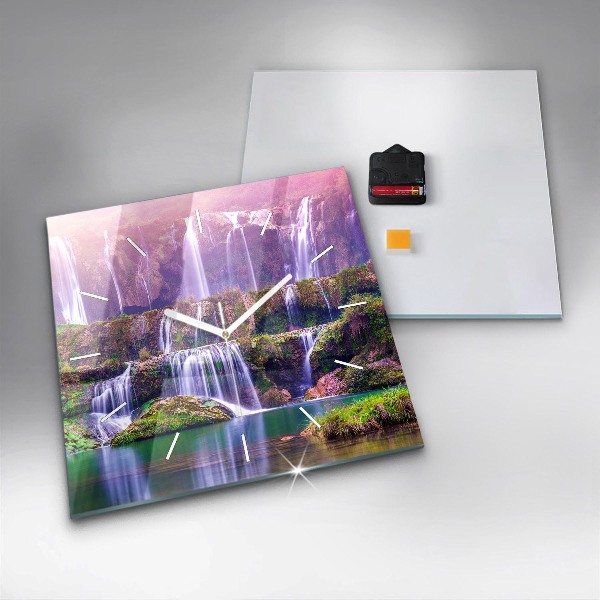 Square glass wall clock Jiulong Waterfall China