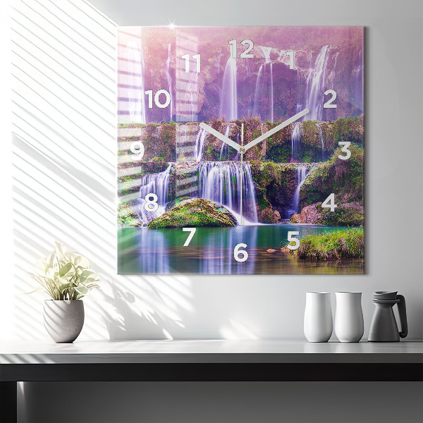 Square glass wall clock Jiulong Waterfall China