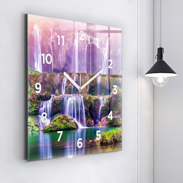 Square glass wall clock Jiulong Waterfall China
