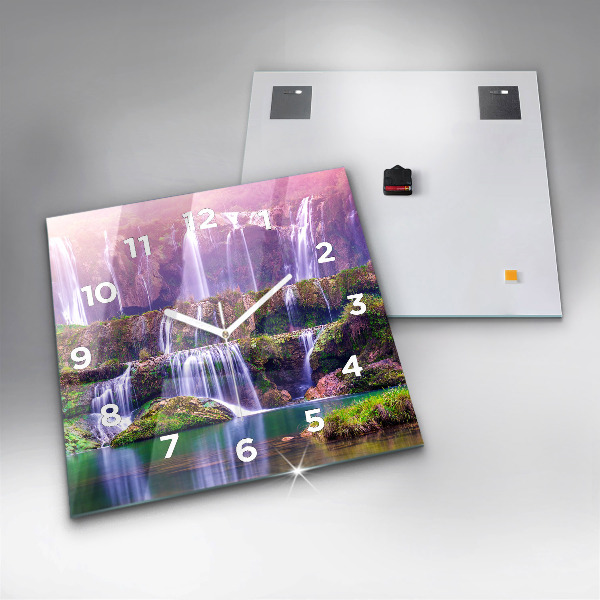 Square glass wall clock Jiulong Waterfall China
