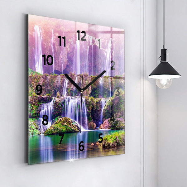 Square glass wall clock Jiulong Waterfall China