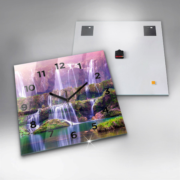 Square glass wall clock Jiulong Waterfall China