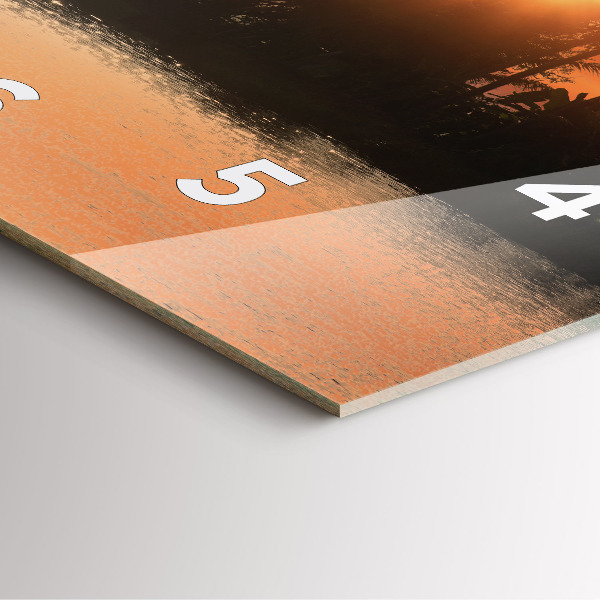 Square glass wall clock Sunset and palm trees