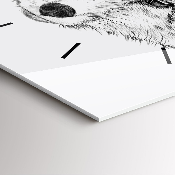 Square glass wall clock Graphic fox head