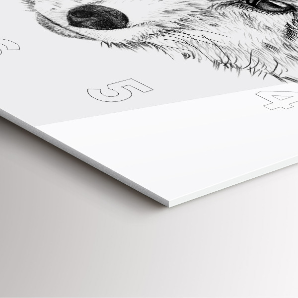 Square glass wall clock Graphic fox head