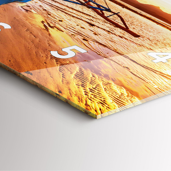 Square glass wall clock Boat and sunset