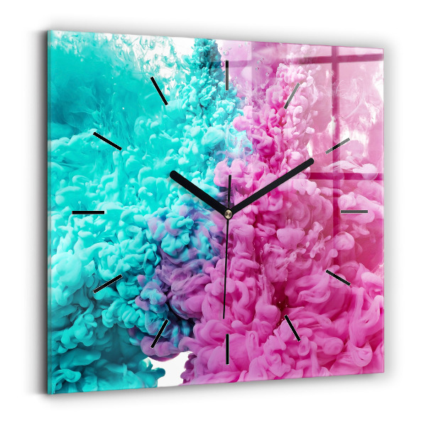 Square glass wall clock Modern art - spots