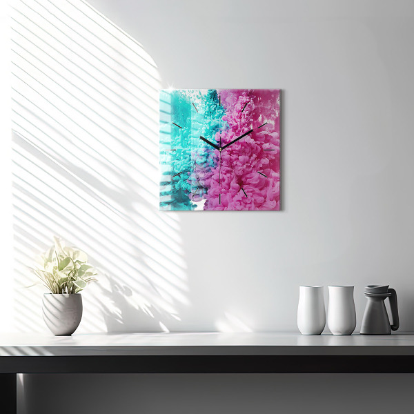 Square glass wall clock Modern art - spots